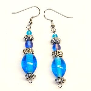 Handmade Earrings Blue and Purple Beaded Earrings